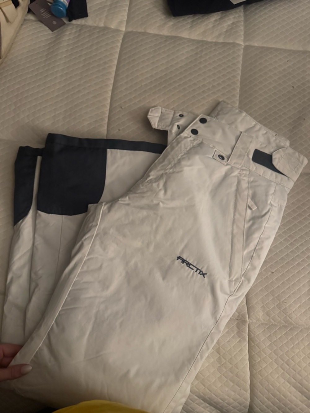 White snow pants